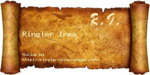 Ringler Irma névjegykártya